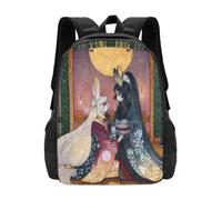 ASDCTYTKO Miri & Akemi-Moon Unisex Bags Student Bag Backpack Moon Bunny Tsuki No Yokai Youkai Japanese festival gift
