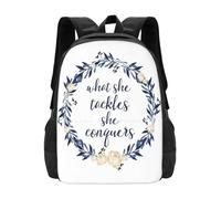 ASDCTYTKO What She Tackles She Conquers 3d Print Backpack Student Bag Girl Power What She Tackles Conquers Women Feminism Feminist festival gift