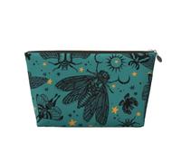 ASDCTYTKO Witchy Cicada Toiletry Bag Cute Esoteric Teal Moth & Scarab Beetle Cosmetic Makeup Organizer Beauty Storage Dopp Kit Case festival gift