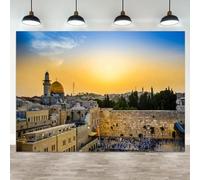 ASDCXZ 10x6.5ft Jerusalem Western Wall Backdrop Jewish New Year Photography Background Rosh Hashanah Shana Tova Sukkot Sukkah Yom Kippur Purim Passover Hanukkah Banner Decorations Photo Booth Prop