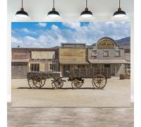 ASDCXZ 10x6.5ft Western Town Backdrop Cowboy Vintage General Store Photography Background Wild West Style Countryside Wooden Cart Birthday Banner Decorations Boys Men Portrait Photo Booth Prop