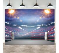 ASDCXZ 10x8ft Boxing Ring Backdrop Wrestling Arena Photography Background Blur Spectator Seats Glitter Stadium Sport Theme Birthday Party Banner Decorations Man Boys Kids Portrait Photo Booth Prop