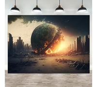 ASDCXZ 10x8ft End of The World Backdrop Apocalyptic Scenery Destroyed Earth Photography Background Ruined Industrial City Disaster Theme Party Banner Decorations Birthday Portrait Photo Booth Prop