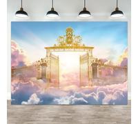 ASDCXZ 10x8ft Heaven Backdrop Golden Gate Paradise Photography Background Sky Clouds Heaven Sent Baby Shower Baptism Christian Church Event Party Banner Decorations Easter Portrait Photo Booth Prop