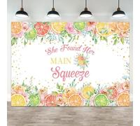ASDCXZ 10x8ft She Found Her Main Squeeze Backdrop Lemon Citrus Bridal Shower Photography Background Bachelorette Wedding Engagement Party Banner Decorations Bride to Be Portrait Photo Booth Prop