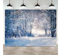ASDCXZ 10x8ft Winter Backdrop Christmas Forest Natural Landscape Photography Background Snow White Pine Trees Sunshine Wintry Nature Scenery Banner Decorations Holiday Party Photo Booth Prop