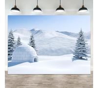 ASDCXZ 10x8ft Winter Igloo Backdrop White Snowy Mountain Photography Background Pine Trees Arctic Landscape Snow Scene Christmas Party Banner Decorations Birthday Kids Portrait Photo Booth Prop