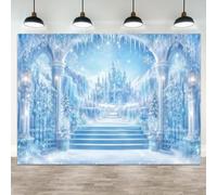 ASDCXZ 10x8ft Winter Wonderland Ice Castle Photography Backdrop Snowy Mountain Forest Scene Fantasy Fairy Tale Princess Theme Photo Background for Birthday Baby Shower Studio Portrait Decorations