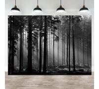 ASDCXZ 15x8ft Black and White Forest Backdrop Sunlight Beams Misty Trees Vertical Trunks Photography Background Natural Landscape Wedding Decoration Birthday Banner Portrait Photo Booth Prop