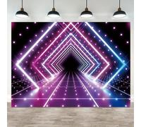 ASDCXZ 15x8ft Let's Glow Neon Party Backdrop Retro 70s 80s 90s Discos y2k Photography Background Futuristic Square Glow in Dark Tunnel Music Video Stage Banner Decorations Birthday Photo Booth Prop