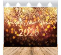 ASDCXZ 2026 Happy New Year Photography Backdrop 12x10FT, Brilliant Fireworks Gold 2026 New Year Photo Backdrop, Vinyl Festival Eve Family Party Ornaments Photography Background Decoration Banner
