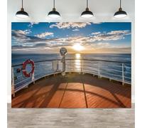 ASDCXZ 5x3ft Cruise Ship Backdrop Summer Tropical Ocean Sunset Scenery Photography Background Yacht Boat Deck Banner Decorations Marine Sailor Nautical Birthday Wedding Portrait Photo Booth Prop