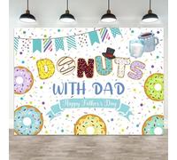 ASDCXZ 5x3ft Happy Father's Day Backdrop Colorful Donuts with Dad Sprinkle Photography Background Father's Day I Love Dad Banner Decorations Festival Family Party Portrait Photo Booth Prop