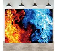 ASDCXZ 5x3ft Ice and Fire Backdrop Blue Water Red Flame Photography Background Artistic Art Smoke Raging Fire Women Men Birthday Party Banner Decorations Baby Shower Portrait Photo Booth Prop