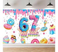 ASDCXZ 6 7 Birthday Photography Backdrop 6x4FT, Funny Meme Ice Cream Theme Happy Birthday Decorations Photo Backdrop, Blue and Pink Sweet 6 7 Kids Girl Party Banner Background Photo Props