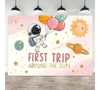 ASDCXZ 6x4ft First Trip Around The Sun Backdrop Astronaut Planet Space Theme Party Background First Birthday Decoration Starry Sky Astronaut Party Decor Kids Birthday Photo Booth Prop