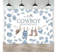 ASDCXZ 7x5ft Baby Shower Backdrop A Little Cowboy is On The Way Photography Background Wild West Rodeo Blue Clothes Hat Boots Cow Birthday Party Banner Decorations Newborn Parties Photo Booth Prop