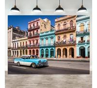 ASDCXZ 7x5ft Cuba City Backdrop Havana Street Colorful Buildings Photography Background Cuban Old Downtown Classic Car Travel Theme Party Banner Decorations Kids Adults Portrait Photo Booth Prop