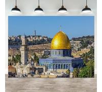 ASDCXZ 7x5ft Jerusalem Old City Backdrop Dome of The Rock Al Aqsa Mosque Photography Background Holy Land Islamic Architecture Religious Banner Decorations Bible Scene Photo Booth Prop