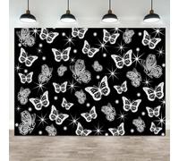 ASDCXZ 7x5ft Y2K Black Butterfly Backdrop for Photoshoot 2000s Party Photography Background Romantic Valentine's Day Decoration Old School 90s Banner Anniversary Photo Booth Prop