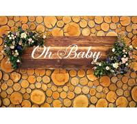 ASDCXZ Baby Shower Backdrop 1.8x1.2m, Oh Baby Retro Wooden Sign Tree Stump Colorful Flowers Country Photo Backdrop, Vinyl Photography Backdrop for Girl Baby Shower Birthday Party Decoration