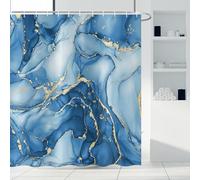 ASDCXZ Blue Marble Shower Curtain 180x180 cm, Modern Abstract Art Blue Gold Marble Optics Texture Waterproof Bath Curtain Polyester Textile Washable Shower Curtains for Bathtub with 12 Hooks