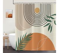 ASDCXZ Boho Shower Curtain 240x180 cm, Modern Abstract Art Boho Style Sun Moon Leaves Beige Bath Washable Shower Curtains Polyester Textile Waterproof Shower Curtain for Bathtub with 12 Hooks
