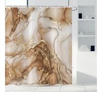ASDCXZ Brown Marble Shower Curtain 180x180 cm, Modern Abstract Art Brown Gold Marble Optics Texture Waterproof Bath Curtain Polyester Textile Washable Shower Curtains for Bathtub with 12 Hooks