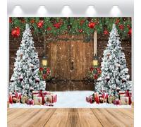 ASDCXZ Christmas Backdrop 3x2.5m, Snow Scene Outdoor Snowman Gift Wooden Wall Photo Backdrop, Vinyl Family Celebration Party Ornaments Photography Backdrop Banner Decorate