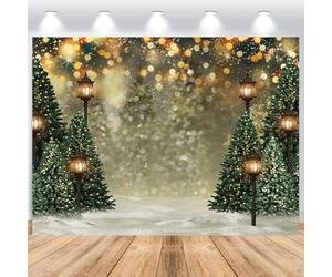 ASDCXZ Christmas Photography Backdrop 5x3FT, Winter Snowflake Xmas Pine Tree Street Light Glitter Bokeh Photo Backdrop Christmas New Year Theme Party Decorations Background Banner Photo Props
