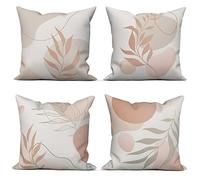ASDCXZ Cushion Cover Boho 40x40 cm 4er Set, Modern Abstract Art Beige Grey Sofa Deco Cushion Covers Cushion Cover Washable Polyester Flax Textile Outdoor Upholstery Pillow Cover Cushion Cover