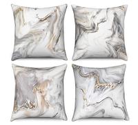 ASDCXZ Cushion Cover Marble 40x40 cm 4er Set, Modern Light Luxury White Gold Marble Texture Sofa Deco Cushion Covers Cushion Cover Washable Polyester Flax Textile Upholstery Pillow Cover
