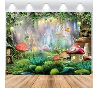 ASDCXZ Enchanted Forest Photo Backdrop 7x5FT, Spring Fairy Tale Magic Wonderland Garden Blumen Photography Background Mushroom Butterfly Forest Fairy Tea Party Decoration Banner Studio Props