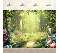 ASDCXZ Enchanted Forest Photo Backdrop 8x6FT, Spring Flowers Butterfly Mushroom Wonderland Jungle Photography Background Fairytale Forest Fairy Tea Birthday Party Decoration Banner Studio Props