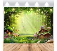 ASDCXZ Enchanted Forest Photo Backdrop 9x6FT, Fairy Tale Magic Forest Fantasy Wonderland Mushroom Butterfly Woodland Jungle Photography Backdrop Girl Princess Birthday Party Banner Decoration