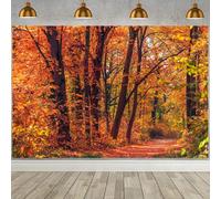 ASDCXZ Fall Forest Photography Backdrop 5x3FT, Autumn Sunshine Natural Scenery Maple Red Tree Leaves Photo Backdrop for Park Wedding Thanksgiving Party Decoration Background Banner Photo Props