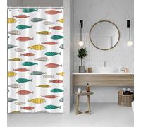 ASDCXZ Fish Shower Curtain 90x180 cm, Yellow Green Red Ocean Colorful Fish Anti-mold Bath Washable Narrow Shower Curtains Polyester Textile Waterproof Shower Curtain for Bathtub with 6 Hook