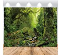 ASDCXZ Forest Backdrop 3.6x3m, Green Woodland Jungle Streams Camping Photo Backdrop, Vinyl Photography Backdrop for Birthday Baby Shower Forest Theme Party, Portrait Photo Studios Background