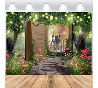 ASDCXZ Forest Backdrop 3x2.5m, Fairy Tale Storybook Forest Castle Glitter Photo Backdrop, Vinyl Photography Backdrop for Birthday Baby Shower Forest Theme Party, Portrait Photo Studios Background