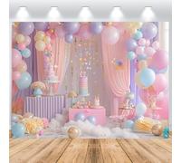 ASDCXZ Girl 1st Birthday Photo Backdrop, 7x5FT, Rainbow Pastel