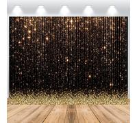 ASDCXZ Gold Background 3 x 2 m, Golden Glitter Particles, Black Dream Photo Background, Vinyl Photo Box Background for Birthday, Wedding, Graduation, Ball Party, Portrait Photo Studios Backgrounds