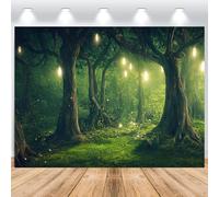 ASDCXZ Green Forest Photo Backdrop 10x6.5FT, Enchanted Jungle Rainforest Camping Adventure Nature Landscape Photography Backdrop Banner Safari Theme Birthday Party Photo Studio Props