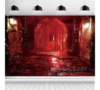 ASDCXZ Halloween Backdrop 12x8FT, Scary Vampire Castle Bloodstained Cell Torture Chamber Halloween Theme Photography Background for Haunted House Party Decoration Banner Photo Studio Props