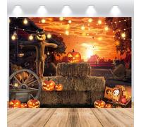 ASDCXZ Halloween Backdrop 2.2x1.5m, Terror Pumpkin Scarecrow Autumn Halloween Evening Backdrop, Vinyl Photography Backdrop Banner for Halloween Party Witch Portrait Prop