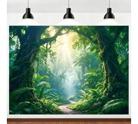 ASDCXZ Jungle Photography Backdrop 8x6FT, Rainforest Natural Scenery Spring Green Forest Safari Theme Photo Backdrop for Baby Shower Birthday Party Summer Outdoor Adventure Banner Photo Props