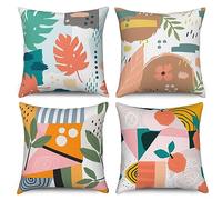 ASDCXZ Kids Pillow Cover 45x45 cm 4pcs Set, Cute Irregular Pattern Flower Leaves Sofa Deco Pillow Covers Pillow Cover Washable Polyester Flax Textile Outdoor Pillow Cover Pillow Cover