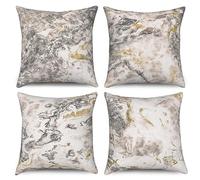 ASDCXZ Marble Cushion Covers 50x50 cm 4-Piece Set, Modern White, Grey & Gold Colorful Marble Optic Sofa Deco Pillow Cushions Washable Polyester Flax Textile Upholstery