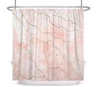 ASDCXZ Marble Shower Curtain, Pink, 180 x 200 cm, Modern Abstract Rose White Gold Colourful Marble Look Texture Washable Bathroom Shower Curtains Polyester Textile Waterproof Shower Curtain for