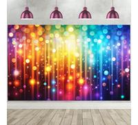 ASDCXZ Rainbow Disco Photography Backdrop 10x8FT, Colorful Glitter Bokeh Retro Stage Photo Backdrop for 70s 80s 90s Music Club Disco Birthday Party Decoration Background Banner Photo Booth Props