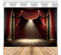 ASDCXZ Red Curtain Stage Photo Backdrop 7x5FT, Vintage Circus Magic Shows VIP Birthday Party Theater Photography Backdrop Adult Wedding Stage Play Music Party Event Stage Decoration